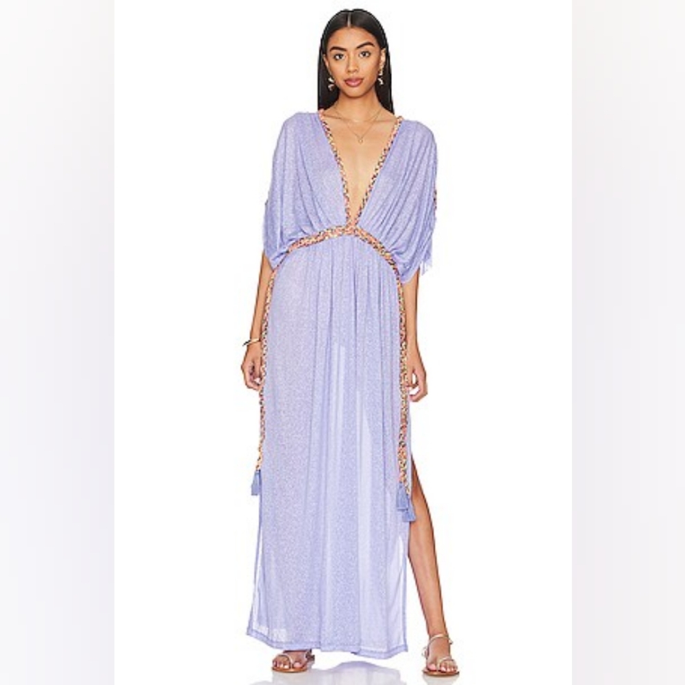 Pitusa Tulum Braided Maxi Dress Periwinkle
